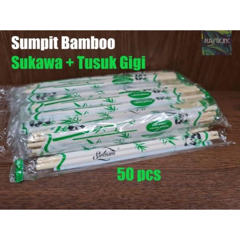 Sumpit Bambu + Tusuk Gigi Isi 50 Pasang / Sumpit Sukawa / Sumpit Panda