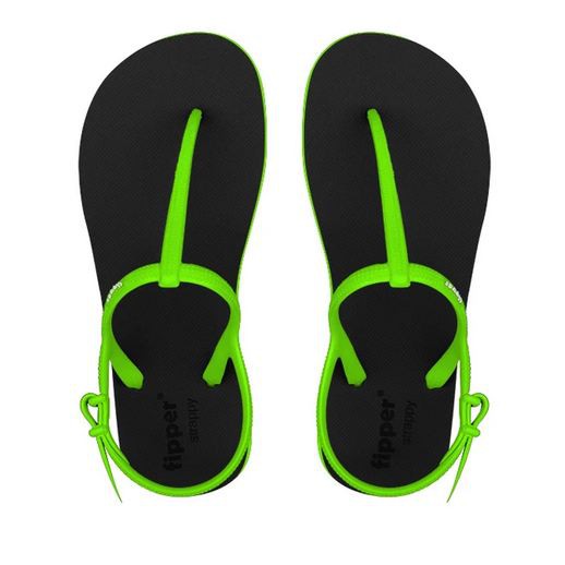 Sandal Fipper Strappy Black Green Apple Original