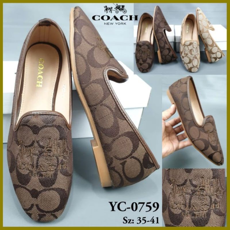 Sepatu flat Coach 0759 Moccasin Embroidery cewek wanita