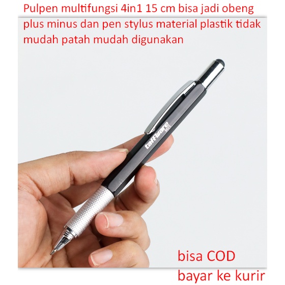 

Pulpen multifungsi 4in1 15 cm bisa jadi obeng plus minus dan pen stylus material plastik tidak mudah patah mudah digunakan