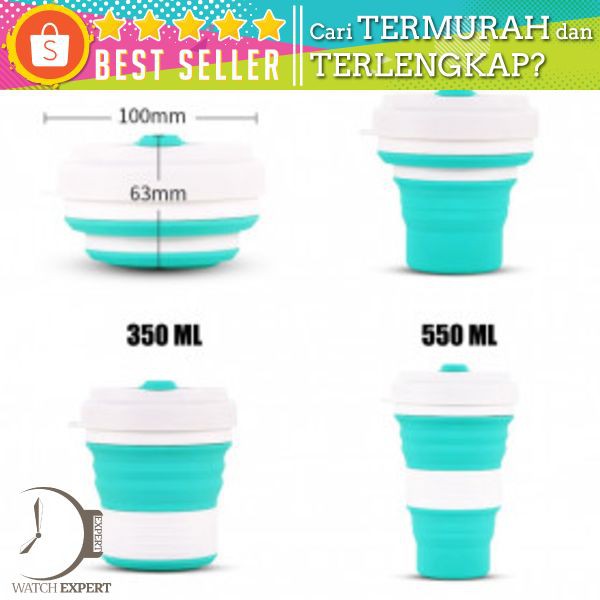ACEBON Gelas Lipat Silikon Foldable Travel Mug 550ml - GY500 - Blue