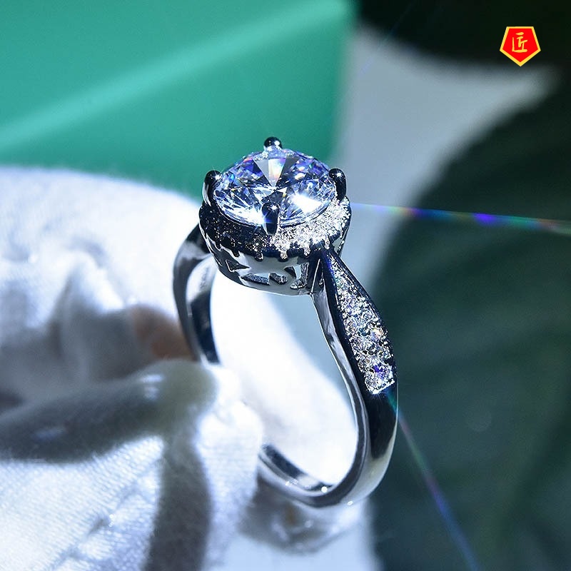 [Ready Stock]2 Karat Moissanite Open Ring Fashion Classic