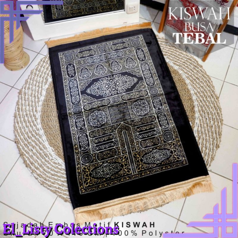 Sajadah Anti slip Motif Kiswah Hajar Aswad Hitam Busa Guilting Jumbo GROSIR Sajadah Original Berlabe