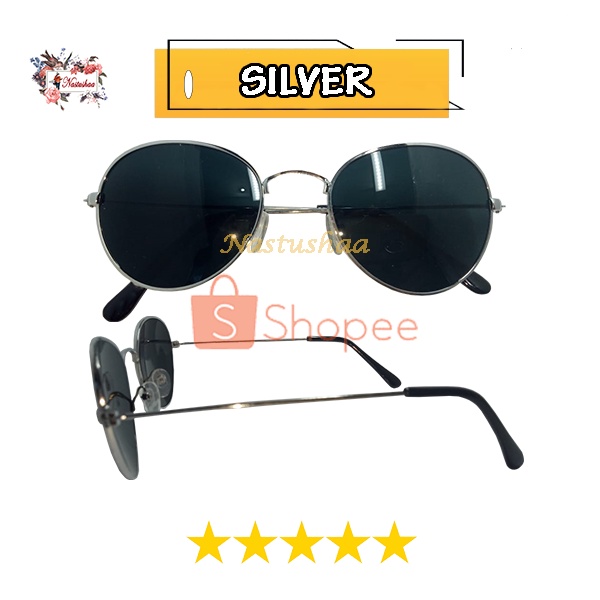 Kacamata Hitam Fashion Pria Wanita Terbaru / Kacamata Anti Sinar Matahari Gaya Termurah Frame Oval Bahan Metal Unisex FREECASE