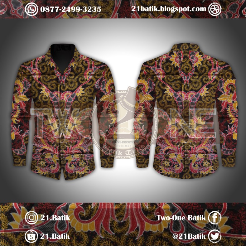 BATIK TULIS PREMIUM HALUSAN KEMEJA PRIA / WANITA FULL ISIAN (WARNA ABU KUNING MUDA MERAH)