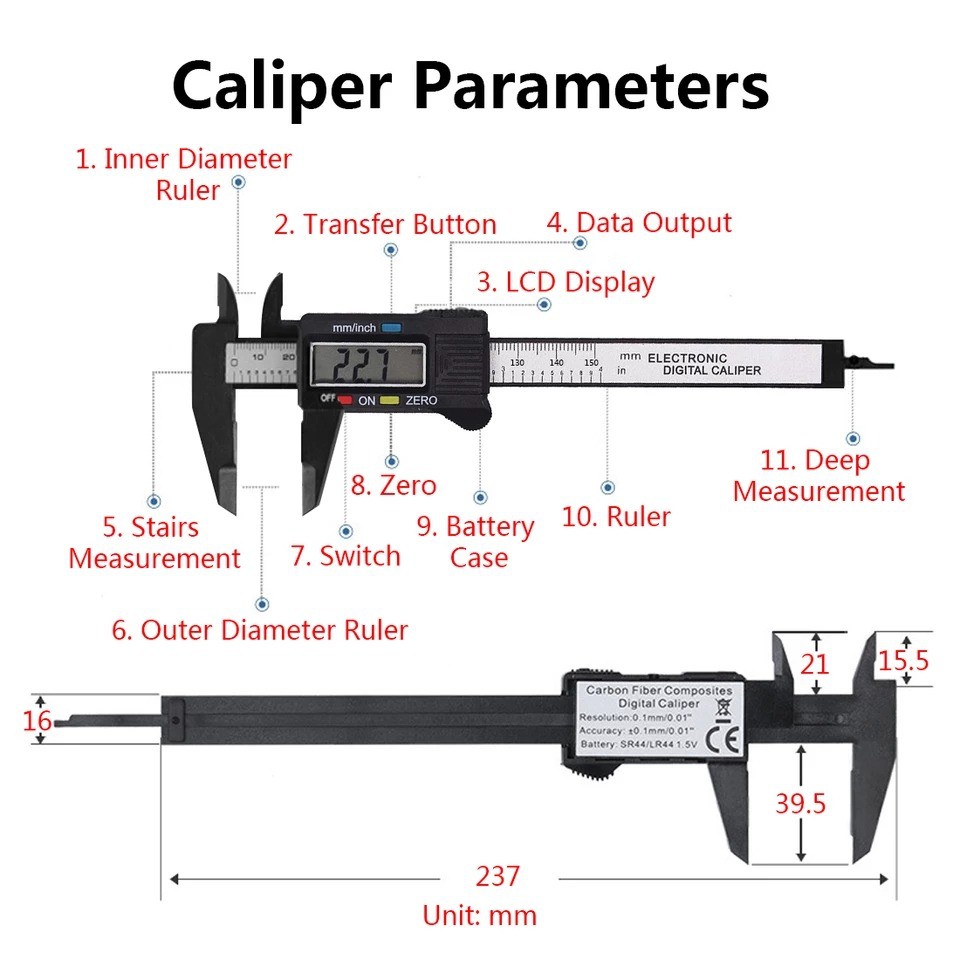 Alat Pengukur Diameter Caliper Jangka Sorong Digital LCD Electric