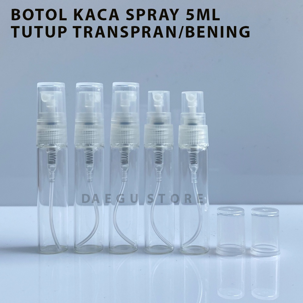 Botol Spray Kaca 5ml Parfum Refill Vial Travel Size Tutup Transparan