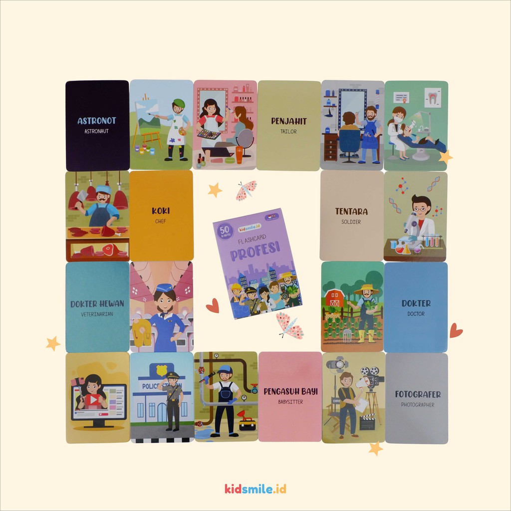 Flash Card Kidsmile PROFESI Flashcard Anak Mainan Edukasi Anak Flash Card Anak Flashcard Kidsmile