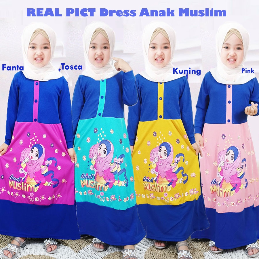 DRESS ANAK MUSLIM CANTIK SYARI SOLEHA GAMIS MURAH PEREMPUAN Usia 2-13 tahun CARLINA