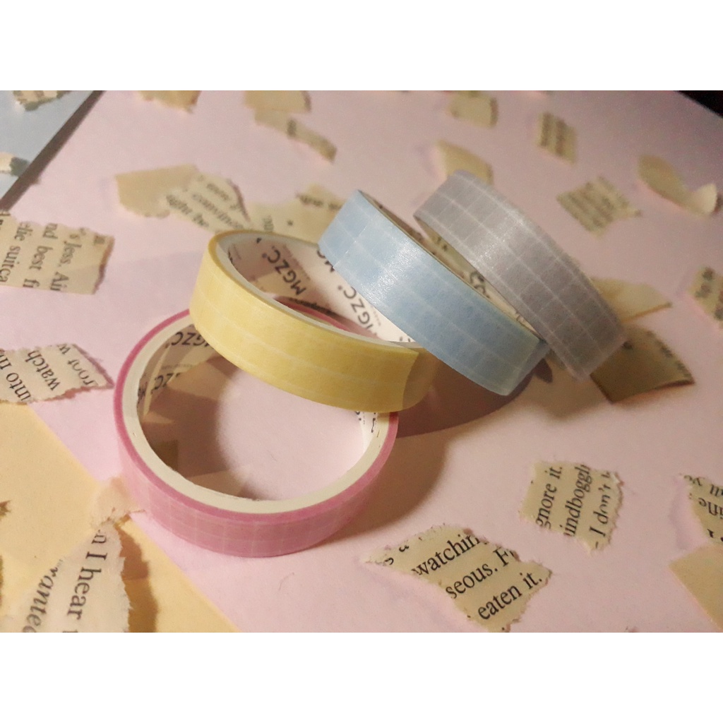 

3 - 4 Set/Rolls Basic Roll Washitape Grid Pattern Deco