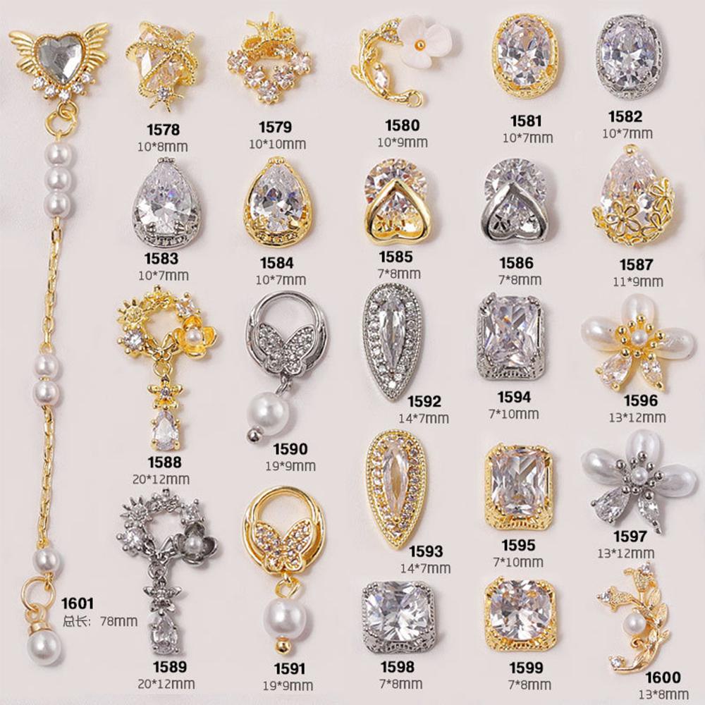 AUGUSTINA Agustin 3D Kuku Rhinestones Bunga Mewah Manikur Aksesoris Berlian Kristal Kuku Perhiasan