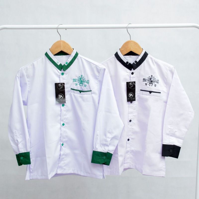 Baju koko nu anak remaja sd smp lengan panjang/kemeja koko nu dobel kerah/koko nu anak remaja/koko g