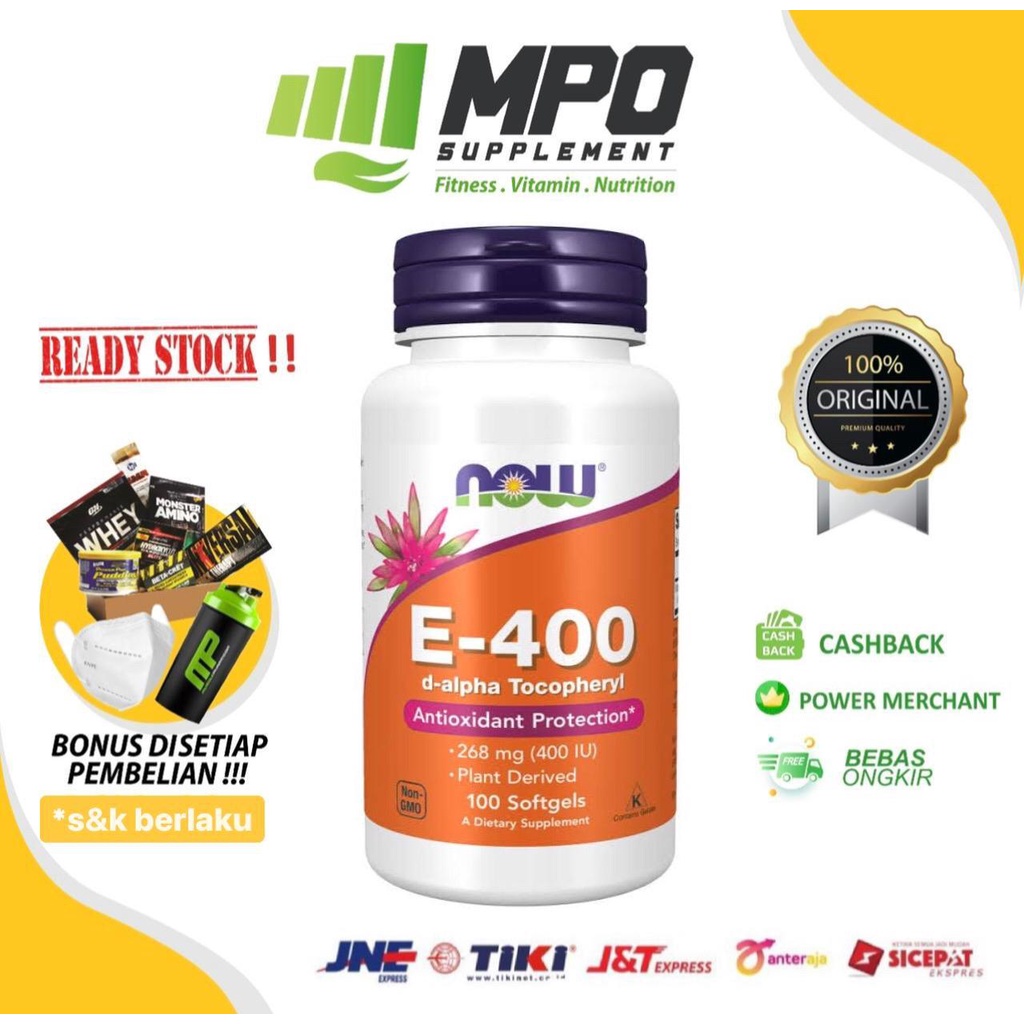 NOW Foods E-400 100softgels NOW Foods Vitamin E 400 IU Vitamin E 400IU NOW E-400 NOW Vit E400iu