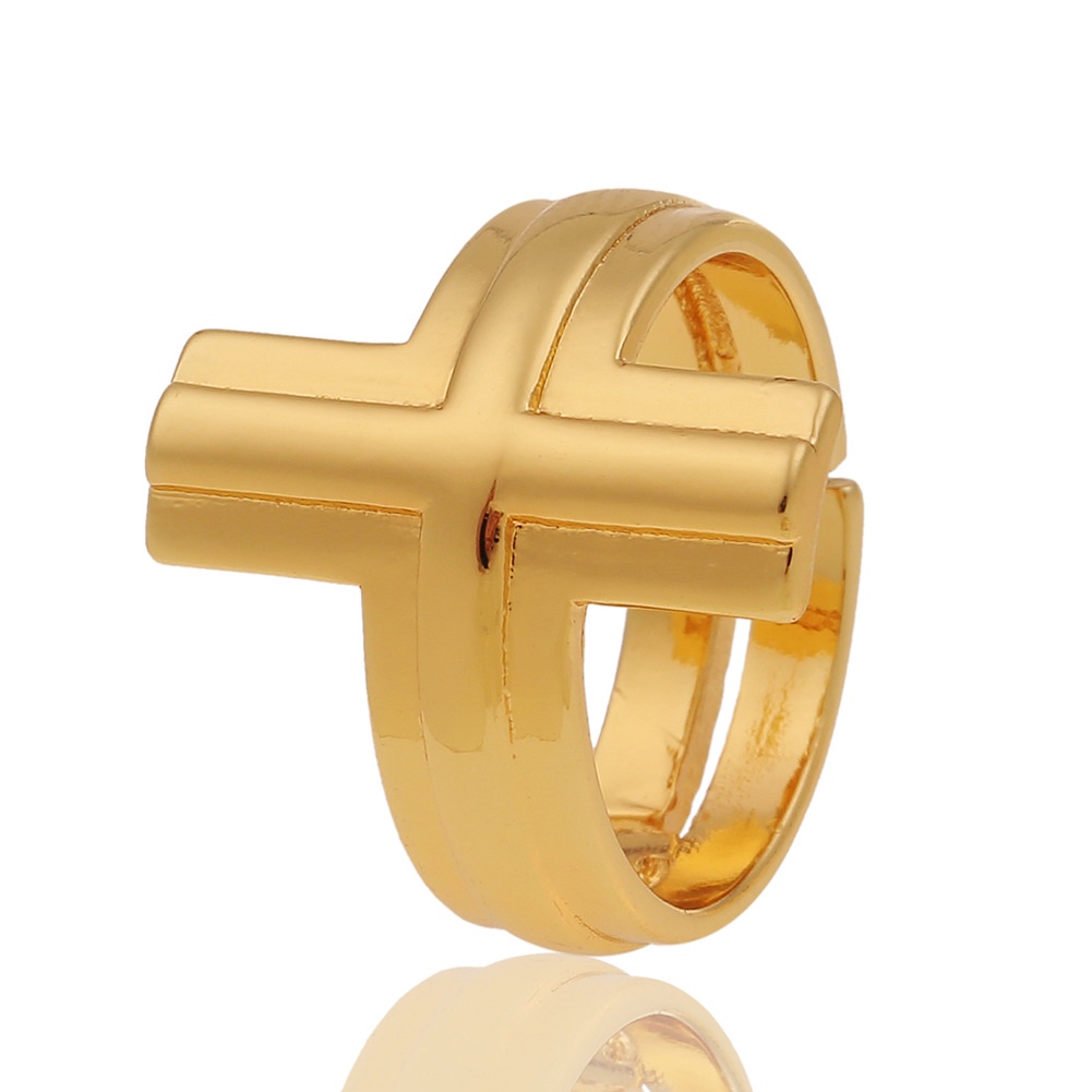 Tembaga berlapis emas silang geometris normcore gaya cincin kecil cincin ornamen