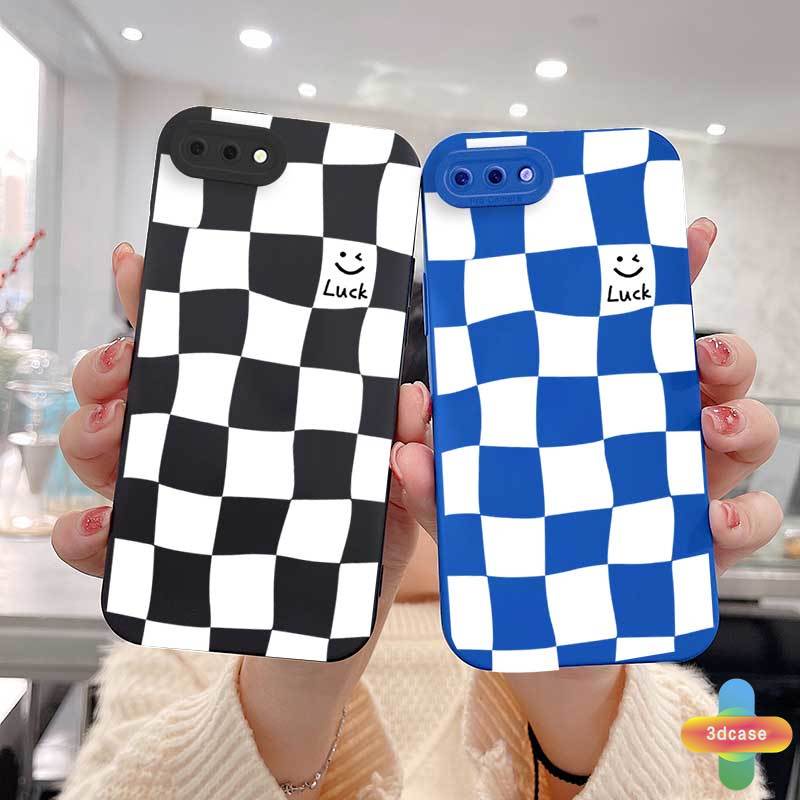 Casing OPPO A15 A54 A5S A3S A16 A95 A7 A5 A9 A31 A53 2020 A12 A1K A16K A54S Reno 4 5F 4F A74 A15S A52 A11K A92 A35 A11 A93 A32 A72 A94 A53S F17 PRO A16S A12S Angel Eyes Soft Case Chessboard Luck Smiley Phone Case