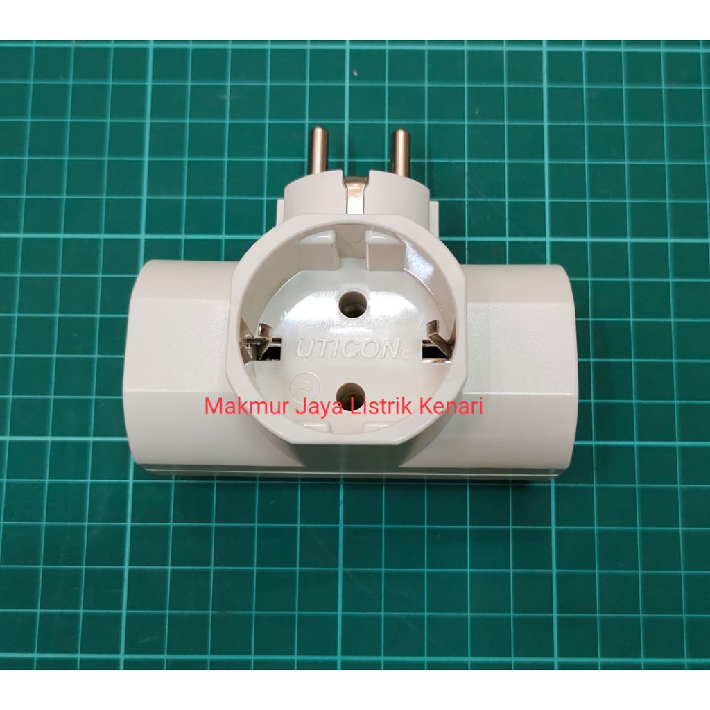 Uticon Steker T Arde SC-38 / Stop Kontak Arde T 3 Lubang dengan Steker Arde