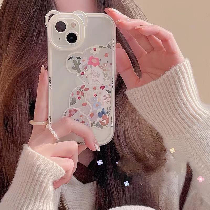 Soft Case Silikon Transparan Motif Beruang Untuk IPhone 12 13 11 Pro Max X Xs Max Xr 7 8 Plus Tmhx