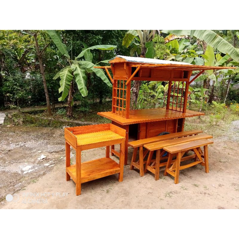 gerobak angkrigan model tutup tiga kursi dan satu meja kompor dua tungku free ongkir