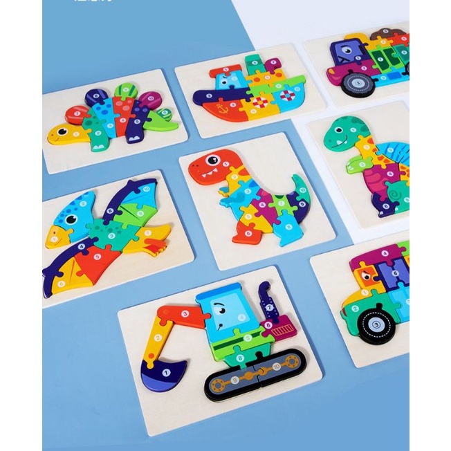 wooden chunky puzzle with number / puzzle kayu anak