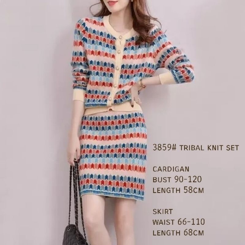 MDLV ~ 3859 STELAN TRIBAL KNIT SET SETELAN RAJUT KOREA PREMIUM IMPORT BAJU KOREA FASHION IMPORT