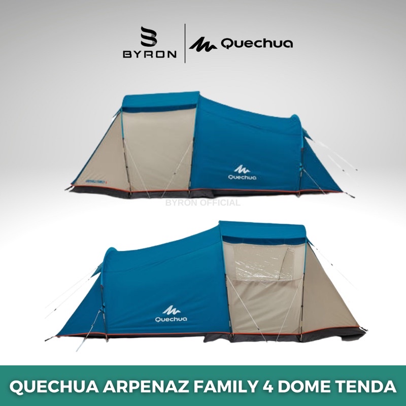 QUECHUA Arpenaz Family 4 Dome Tent Tenda Camping Keluarga Untuk 4 Orang Original - Fresh Blue