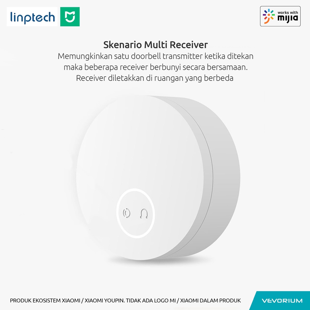 [RECEIVER] (Xiaomi Mijia) Linptech Self-Powered Smart Wireless Doorbell Bel Rumah Tanpa Baterai Tanpa Listrik Tanpa Kabel WIFI Internet Modern Minimalis Aestetik Estetik Scandinavian Nordic