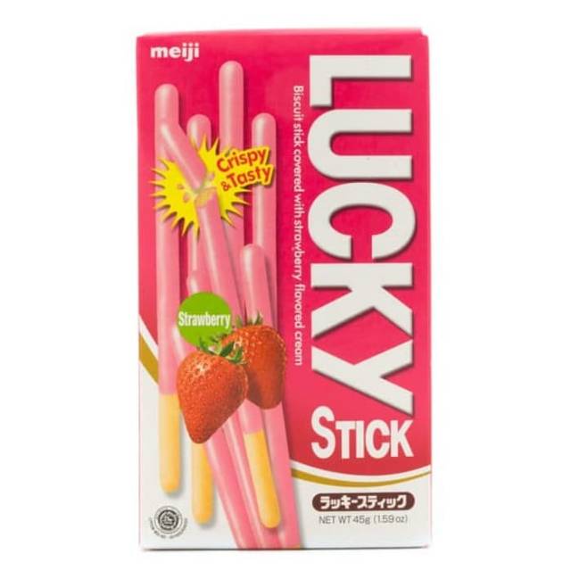 Meiji Lucky Biskuit Stick COKLAT /STROBERI 45gr