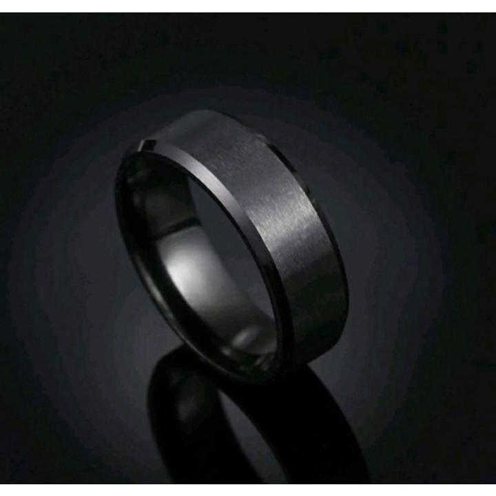 Cincin Titanium Pria Wanita Keren Unisex Hitam Titanium Grade A Asli Stainless Steel 316L Korea-Cincin Hitam Polos Original Stainless Steel Korea