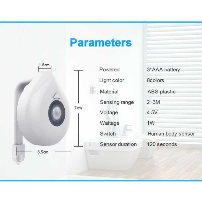 Lampu Sensor Closet automatis malam tempel Toilet Gerak PIR LED RGB