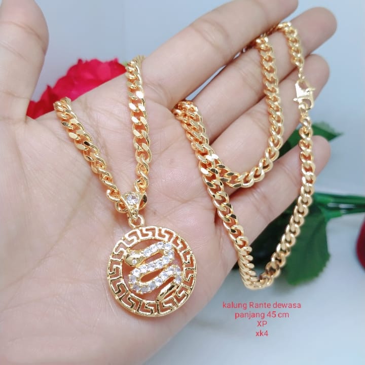 Kalung Perhiasan Tianium Tembaga Xuping Rodium Lapis emas 18,24 karat