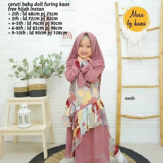 Gamis Anak Perempuan Aurora Kids Syari Set Hijab