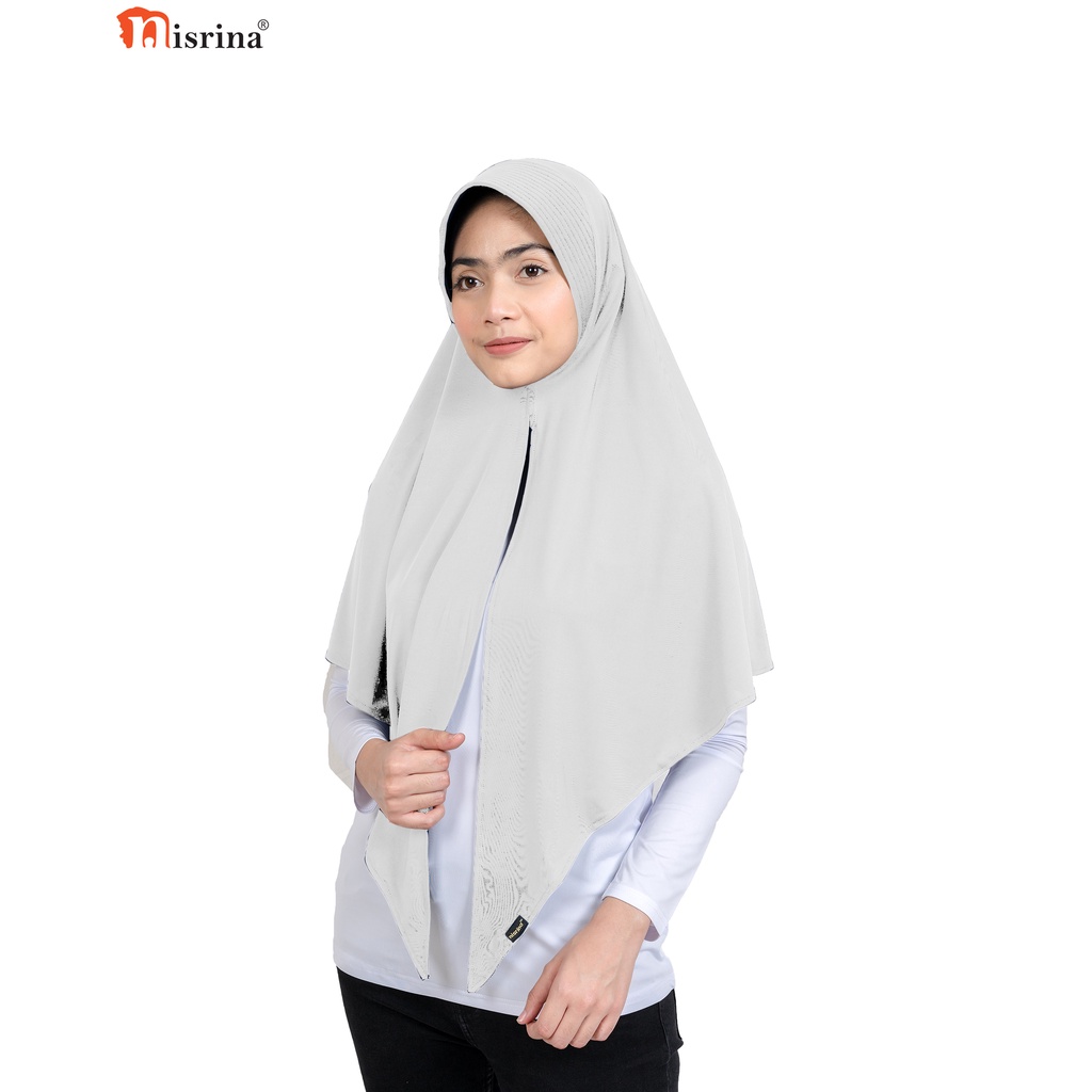 Nisrina Fashion Muslim Bergo Instan Polos Belah Tengah Paras M Lestari-Abu Muda