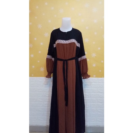 GAMIS CERUTY PREMIUM MIX RENDA / CARAMEL HITAM/ABAYA/ FULL FURING/ TANGAN SMOKE/tangan BALON/BUSUI