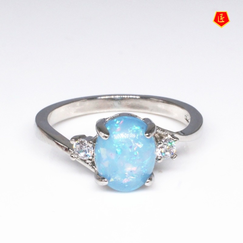 [Ready Stock]Fashion Opal Ring Female Simple Personality