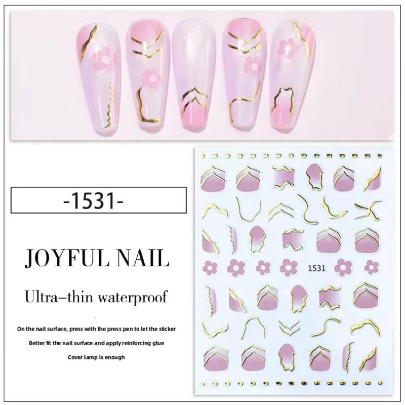 NAIL STICKER METAL GOLD PAINTING PATTERN WAVE STIKER KUKU BEST SELLER FRENCH MANICURE STIKER KUKU NAIL ART METAL GOLD