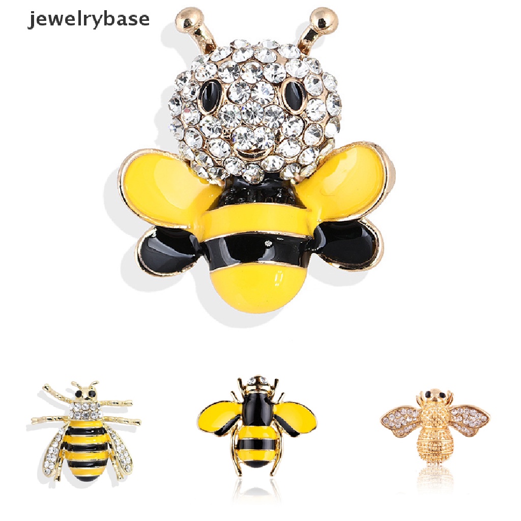 Bros Pin Enamel Bentuk Lebah Bumblebee Aksen Kristal Gaya Elegan Untuk Perhiasan