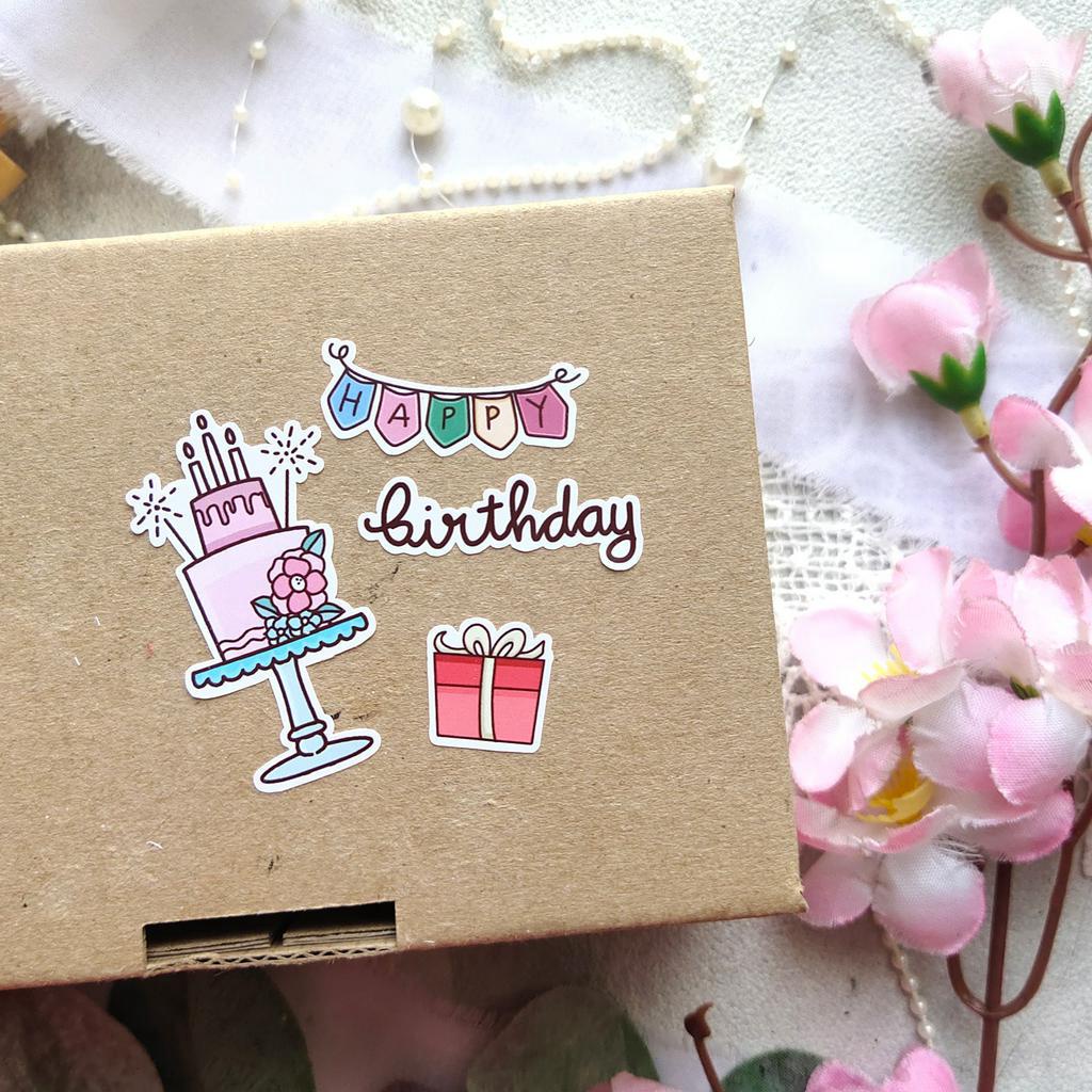 

Sticker Siker Birthday Ultah Ulang Tahun Cake Rainbow Happy READY