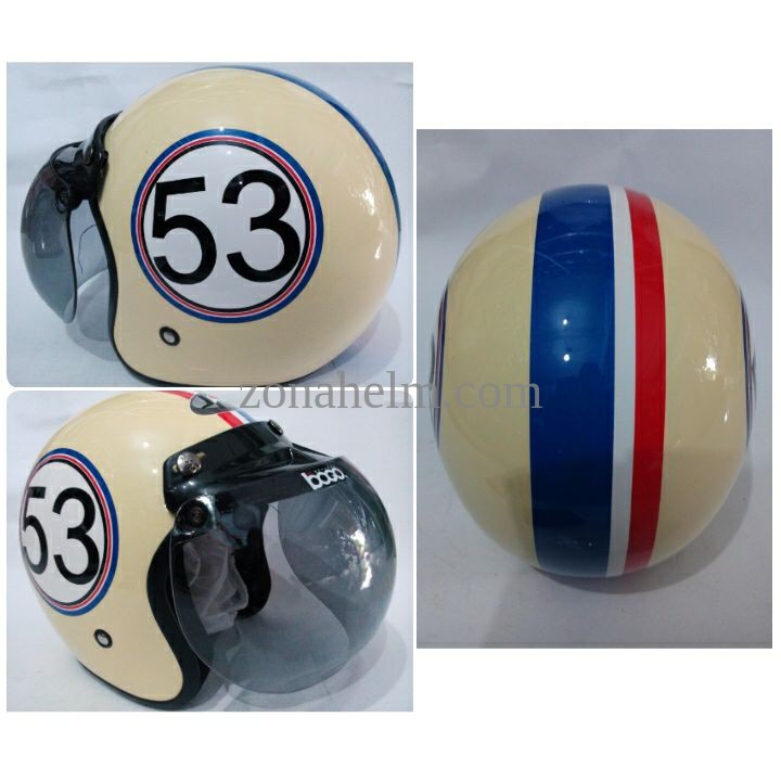 HM-1266 Helm Retro Sni Jpn Bogo Asli Motif Angka 53 Krem Vqw9 Murah