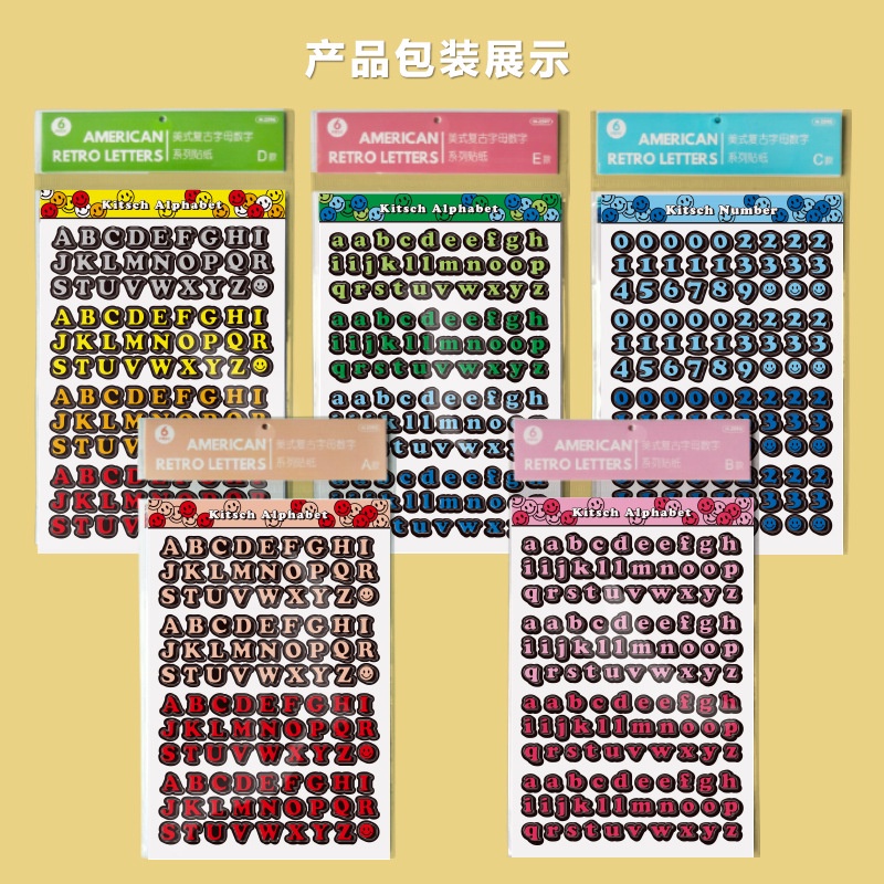 Warna digital Bahasa Inggris alphabet stiker Korea ins Jurnal bahan phone case mini truk hiasan tang