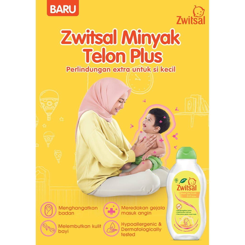 ZWITSAL Minyak Telon Bayi Plus 3+1 / Baby Oil Menghangatkan Melembutkan - 100ml