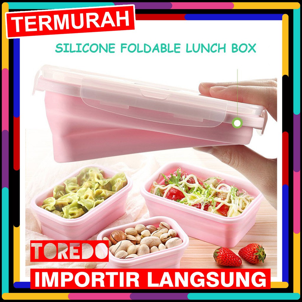 SILICONE LUNCH BOX SET 3 IN 1 KOTAK MAKAN LIPAT SILIKON FOLDABLE