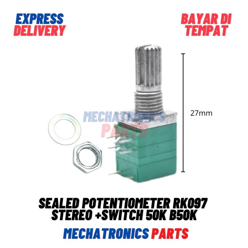 Sealed Potentiometer Potensiometer potensio RK097 Stereo +Switch 50K B50K