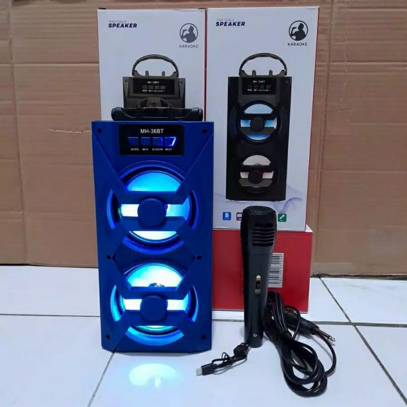 SPEAKER BLUETOOTH DUAL BASS MH-38BT FREE MIC KARAOKE SUPER BASS