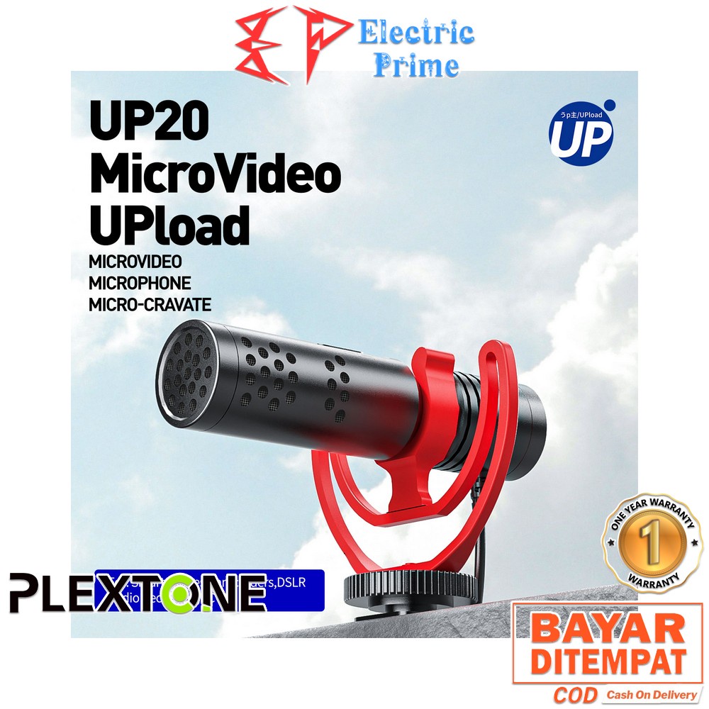 PLEXTONE VUX Beeg UP20 DSLR Camera Wired Microphone Cardiod Pointing Shotgun Mic Video Vlog ASMR Online School Live Streaming 76dB Kabel Jack 3.5mm to USB Type C Lightning Android IOS PC Mikrofon