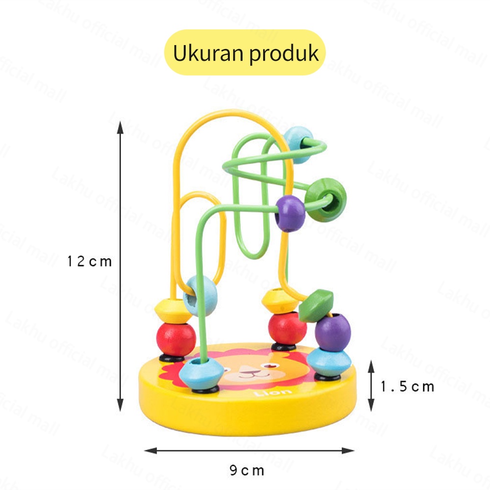 JCHO Mini Round Beads Mainan Edukasi Jalur Kawat Mainan Kayu Montessori Mainan Anak