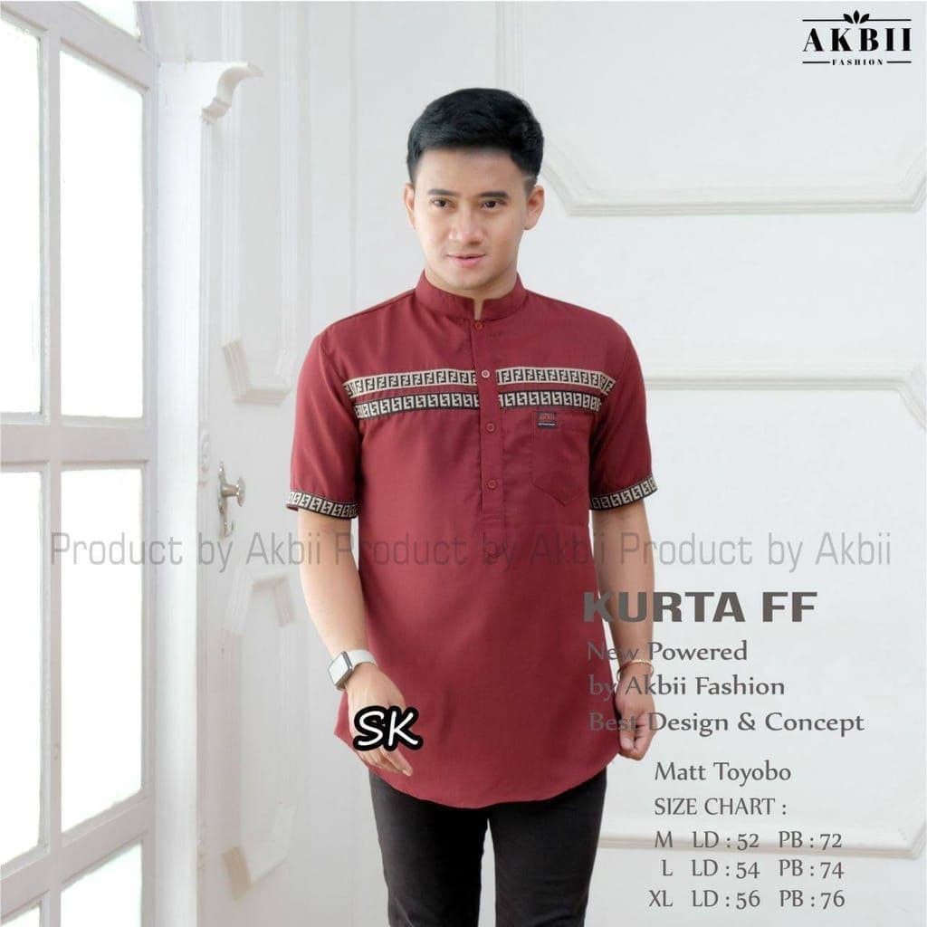 KOKO KURTA TOYOBO FF LENGAN PENDEK SIMPEL MODERN MERAH MARUN COKSU ABU