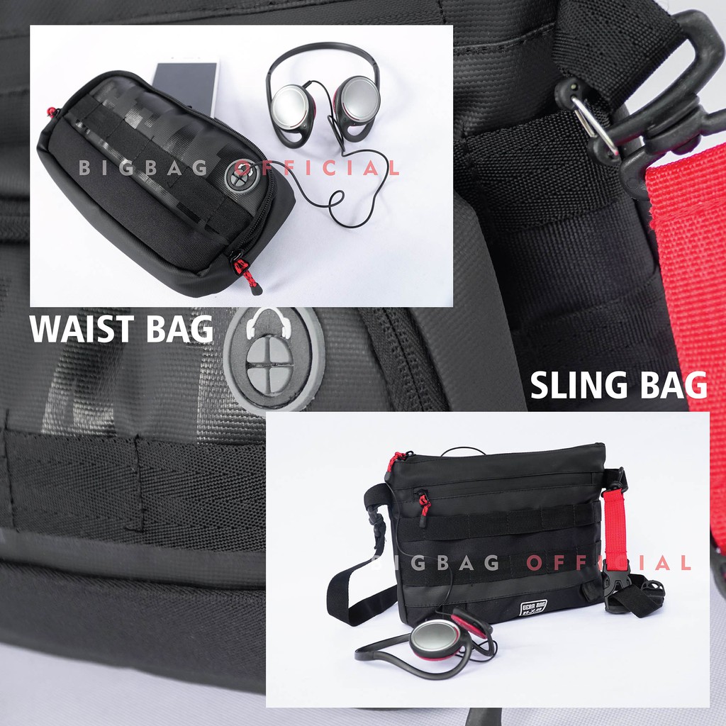 PTS - GEAR BAG NEX 2 in 1 - 13119 Waist bag and Sling bag With Earphohe Hole - Tas Selempang Pria Tas