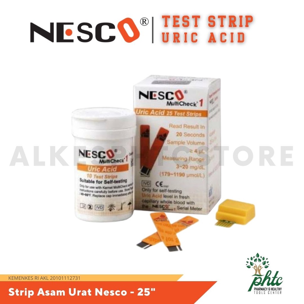 NESCO Uric Acid Strip Asam Urat l Refill Stik Asam Urat Isi 25 Strip