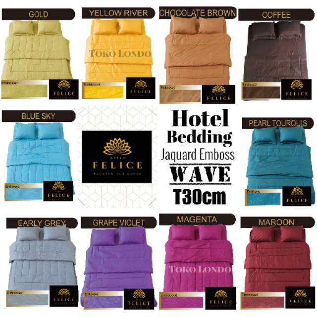 SPREI POLOS Hotel Bedding FELICE king size 180x200 Tinggi 30cm silver grey brown tosca golden pink