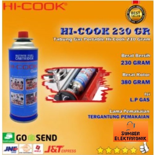 TABUNG GAS PORTABLE / GAS KALENG HI-COOK 230 GRAM free bubble